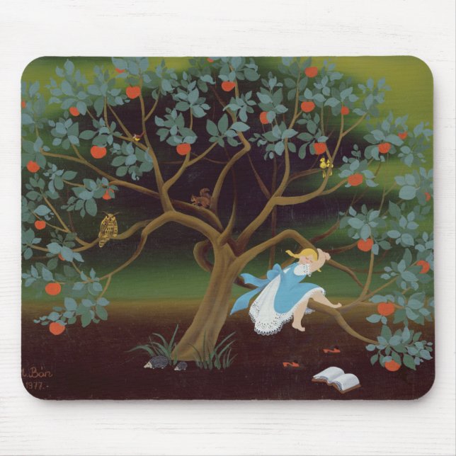 Kleines Mädchen auf dem Baum von Träumen Mousepad (Vorne)
