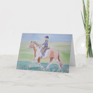 Kleines Mädchen auf Pony Karte