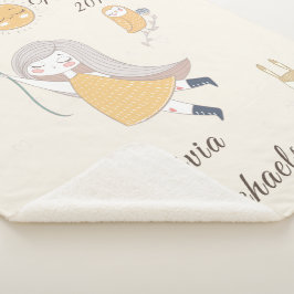 Kleines Mädchen-Eulen-Kaninchen-personalisiertes Sherpadecke
