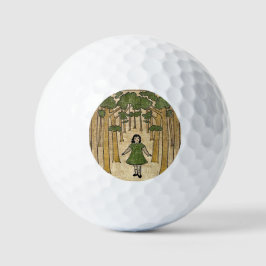 Kleines Mädchen hat sich im Wald verlaufen. Golfball