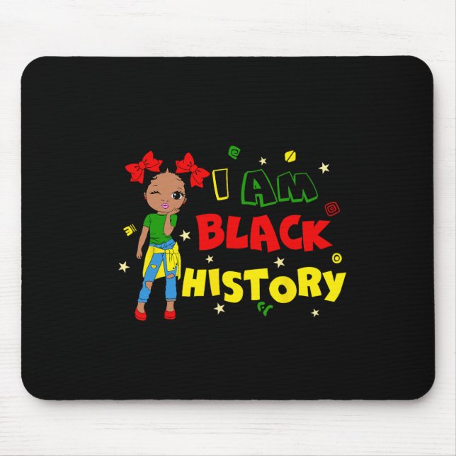 Kleines Mädchen Ich bin Schwarzer Geschichtsmonat  Mousepad (Vorne)