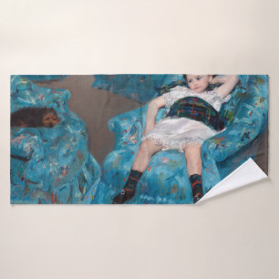 Kleines Mädchen im blauen Sessel, Cassatt Badehandtuch