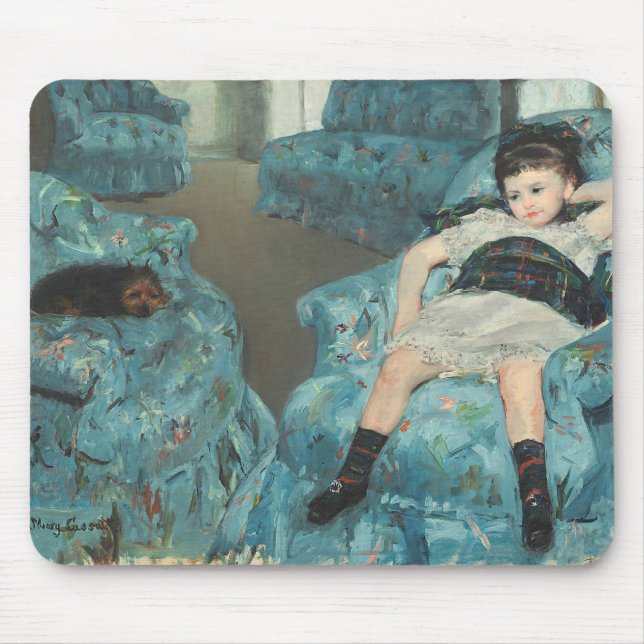 Kleines Mädchen in einem blauen Lehnsessel, 1878 Mousepad (Vorne)