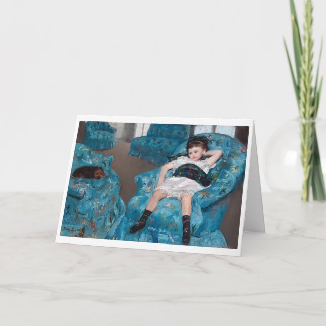 Kleines Mädchen in einem blauen Sessel, Cassatt Karte (Vorderseite)