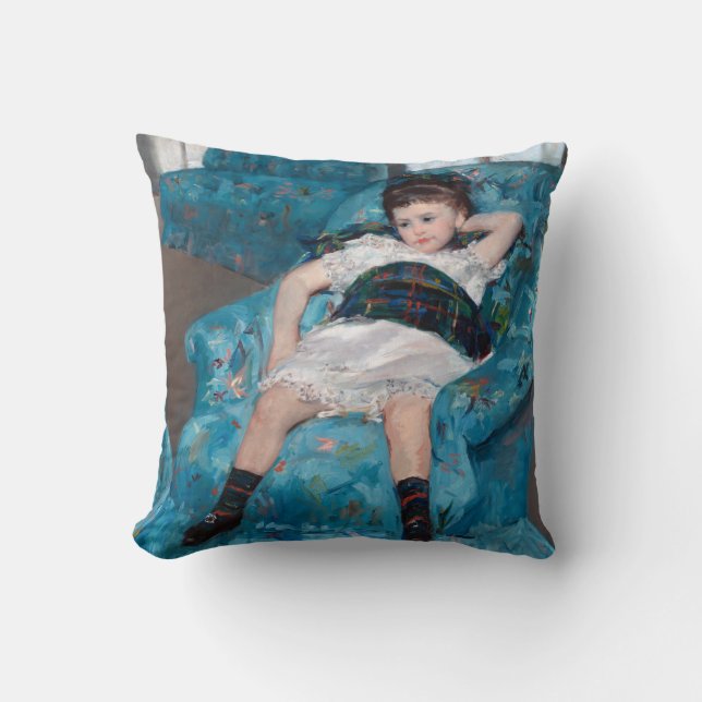 Kleines Mädchen in einem blauen Sessel, Cassatt Kissen (Vorderseite)