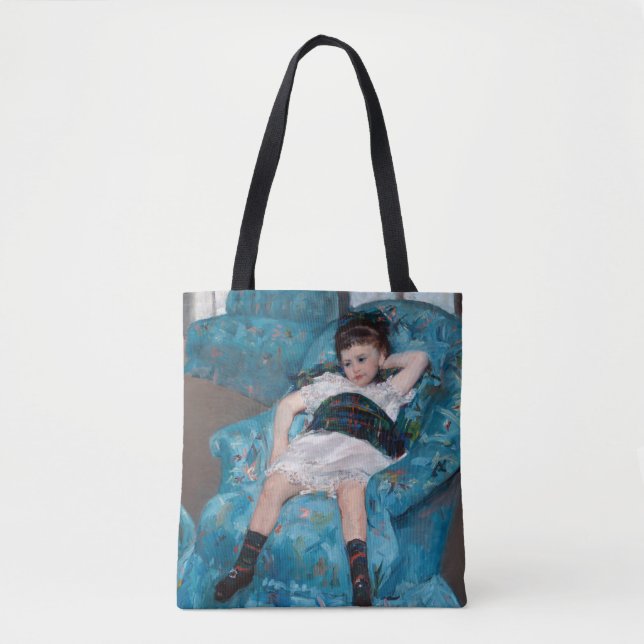 Kleines Mädchen in einem blauen Sessel, Cassatt Tasche (Vorderseite)
