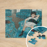 Kleines Mädchen in einem blauen Sessel | Mary Cass<br><div class="desc">Little Girl in a Blue ArmStuhl (1878) von der amerikanischen Impressionistin Mary Cassatt. Original-Kunstwerk ist ein Ölgemälde auf Leinwand. Das Portrait zeigt ein junges Mädchen,  das auf einem hellblauen Stuhl sitzt. 

Verwenden Sie die Entwurfstools,  um einen benutzerdefinierten Text hinzuzufügen oder das Bild zu personalisieren.</div>