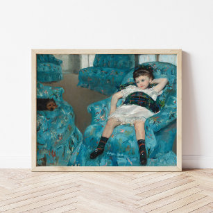 Kleines Mädchen in einem blauen Sessel   Mary Cass Poster