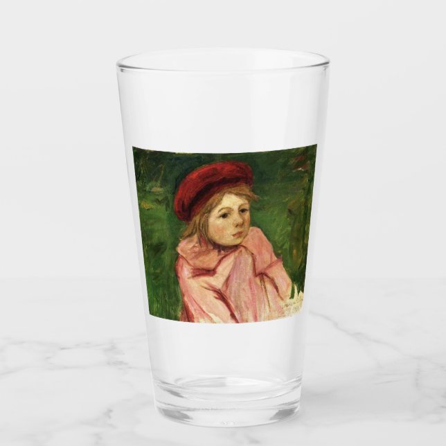 Kleines Mädchen in einem roten Beret Glas (Vorderseite)