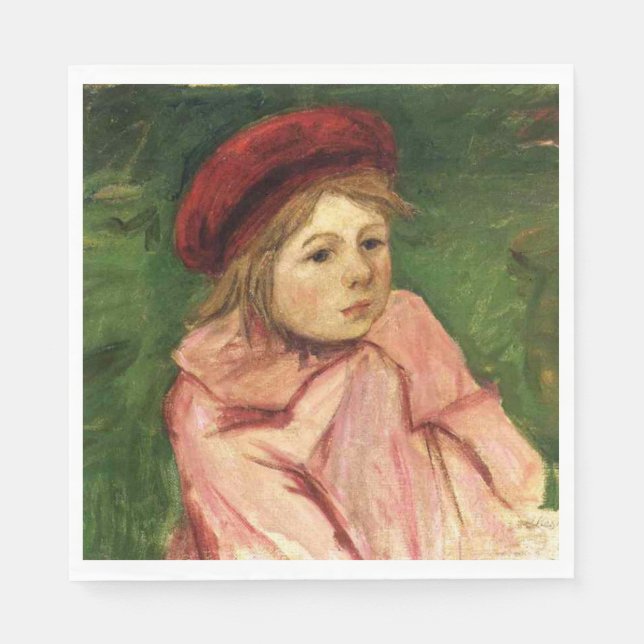 Kleines Mädchen in einem roten Beret Serviette (Vorderseite)