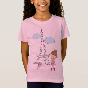 Kleines Mädchen in Paris mit Pudel-Shirt für ein T-Shirt