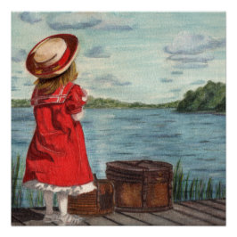 Kleines Mädchen in rot Poster