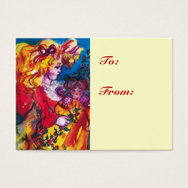 KLEINES MÄDCHEN, KATZE, HÜBSCH DOLL Weihnachtsgesc (Vorderseite)