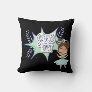 Kleines Mädchen, Mädchen Power grün & schwarz Kissen