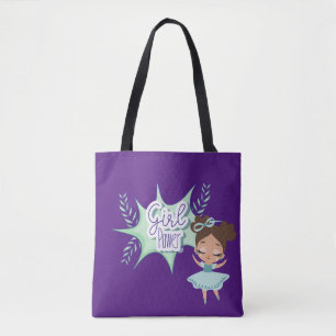 Kleines Mädchen, Mädchen Power grün und lila Tasche