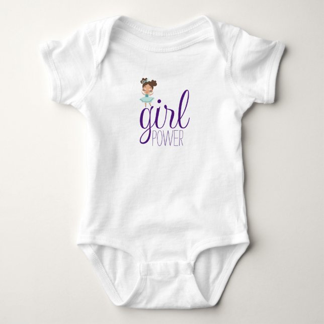 Kleines Mädchen, Mädchen Power, weißer Kinderanzug Baby Strampler (Vorderseite)