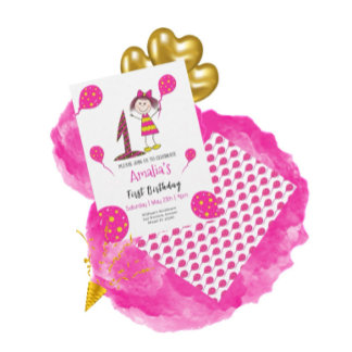 Kleines Mädchen mit Ballons Einladung