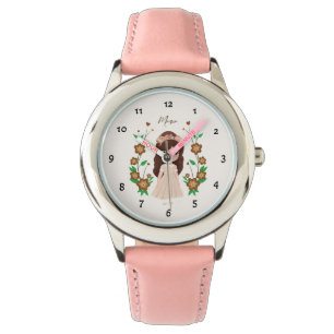 Kleines Mädchen mit Blumen Armbanduhr