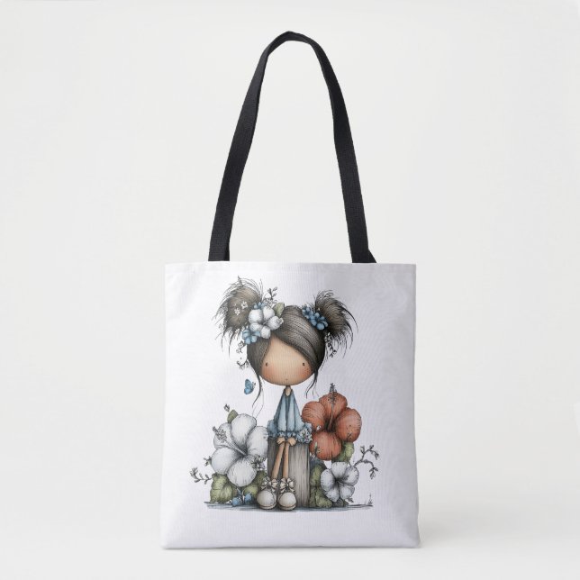 Kleines Mädchen mit Blumen Tasche (Vorderseite)