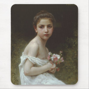 Kleines Mädchen mit einem Blumenstrauß Mousepad