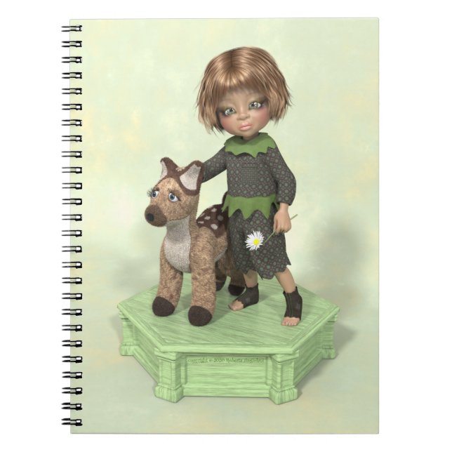 Kleines Mädchen mit einem gepolsterten Notebook Notizblock (Vorderseite)