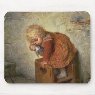 Kleines Mädchen mit einem Kaninchen Mousepad