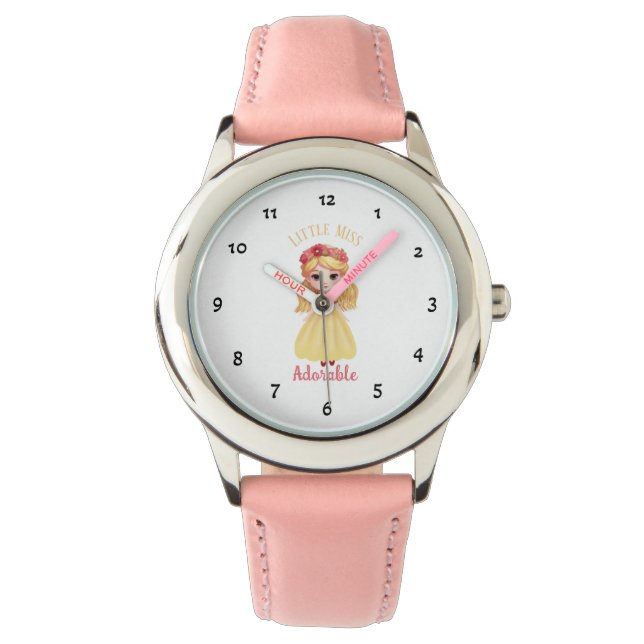 Kleines Mädchen mit gelbem Kleid Armbanduhr (Vorderseite)