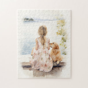 Kleines Mädchen mit Labrador