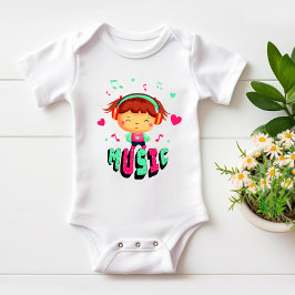 Kleines Mädchen mit Musik Baby Strampler