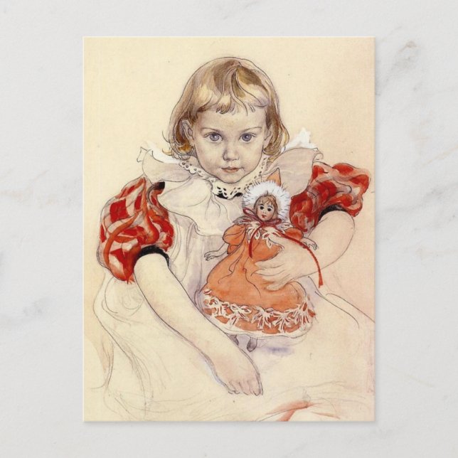 Kleines Mädchen mit Puppe 1897 Postkarte (Vorderseite)