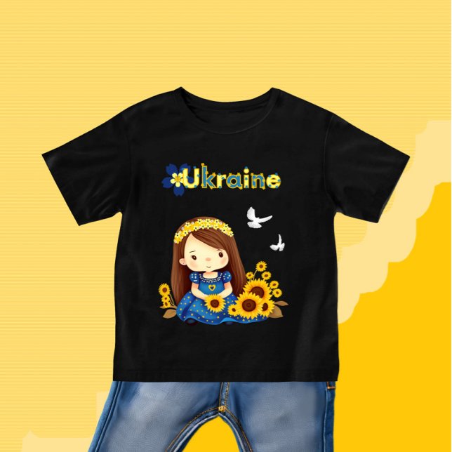 Kleines Mädchen mit Sonnenblumen Kleinkind T-shirt (Von Creator hochgeladen)