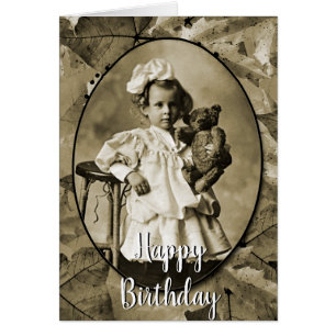 KLEINES MÄDCHEN MIT TEDDY BEAR DOLL 1900ER