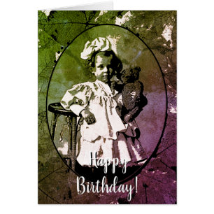 KLEINES MÄDCHEN MIT TEDDY BEAR DOLL 1900ER