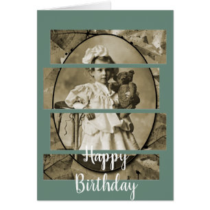 KLEINES MÄDCHEN MIT TEDDY BEAR DOLL 1900ER