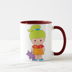 Kleines Mädchen mit Teddybären Tasse
