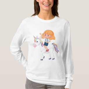 Kleines Mädchen reitet auf magischem Einhorn Abent T-Shirt