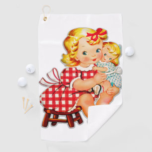 Kleines Mädchen Retro Vintage-Puppe Kind Golfhandtuch