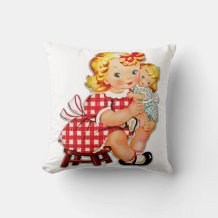 Kleines Mädchen Retro Vintage-Puppe Kind Kissen