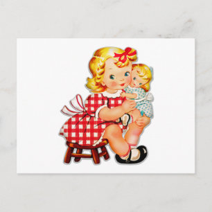 Kleines Mädchen Retro Vintage-Puppe Kind Postkarte