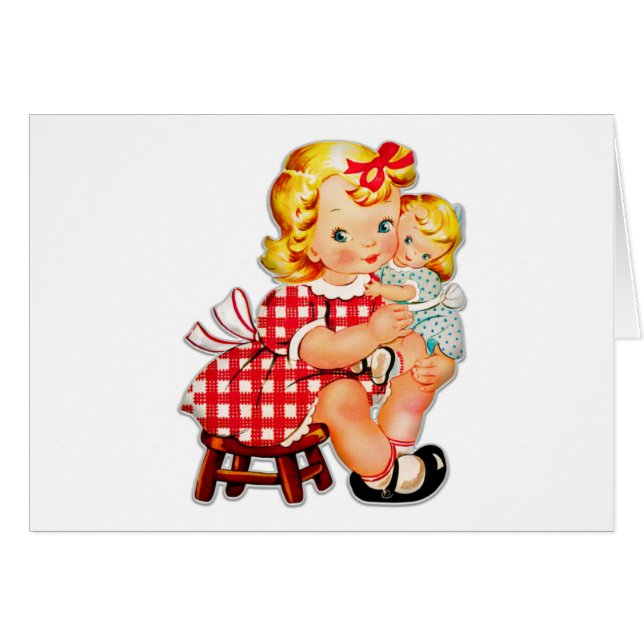 Kleines Mädchen Retro Vintage Puppenkind (Vorderseite (Horizontal))