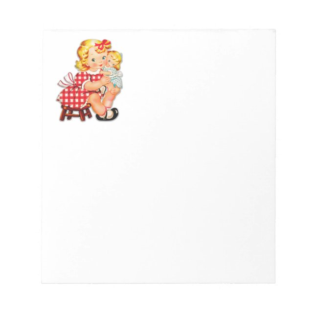 Kleines Mädchen Retro Vintage Puppenkind Notizblock (Vorderseite)