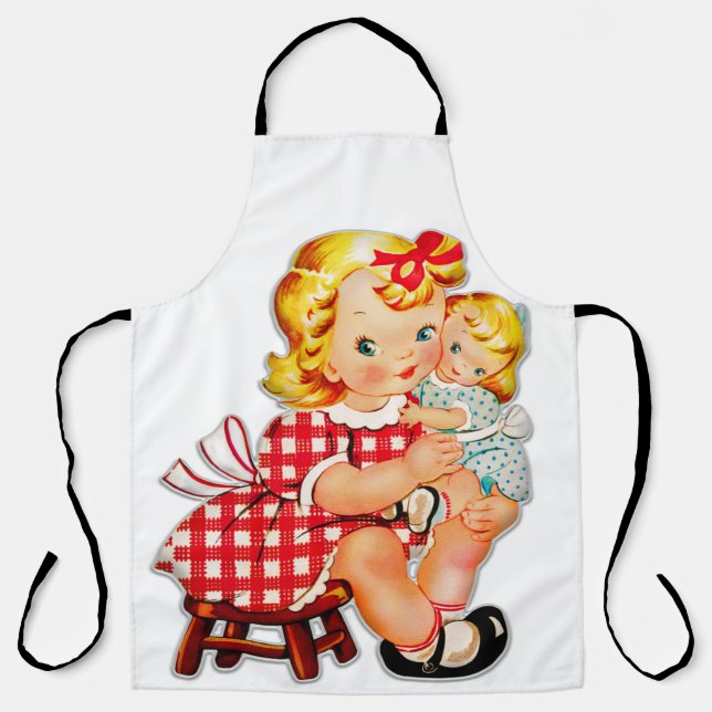Kleines Mädchen Retro Vintage Puppenkind Schürze (Vorderseite)