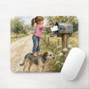 Kleines Mädchen schickt eine Karte Mousepad
