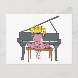 kleines Mädchen spielt Klavier Postkarte