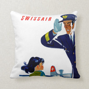 Kleines Mädchen Swissairs Kissen