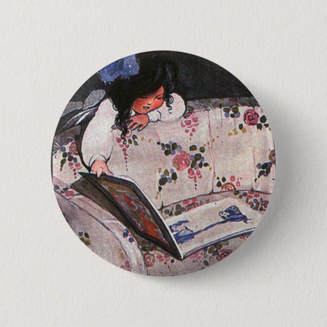 Kleines Mädchen über dem Sofa Button (Vorderseite)
