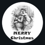 Kleines Mädchen umarmt Weihnachtskunst des Weihnac Runder Aufkleber<br><div class="desc">Kleines Mädchen umarmt Weihnachtsmann Weihnachtskunst Klassische Rundkleber</div>