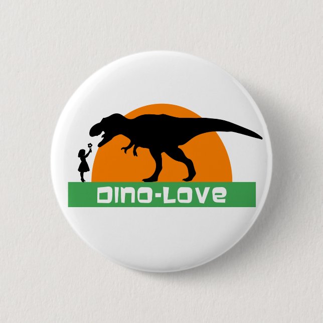 Kleines Mädchen und Dinosaurier Button (Vorderseite)