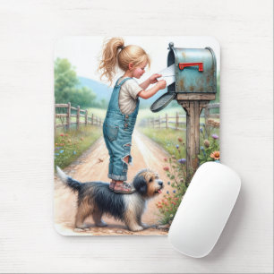 Kleines Mädchen verschickt einen Brief Mousepad