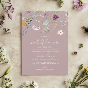 Kleines Mädchen Wilde Blume Florale Babyparty Einladung